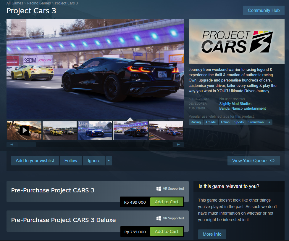 Project Cars 3 Pre-Purchase