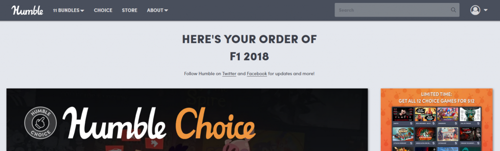 F1 2018 Gratis Humble Bundle